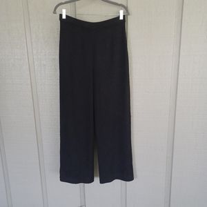 St. John Collection By Marie Gray Black Pant High Waist Wide Leg Knit Pull On 8